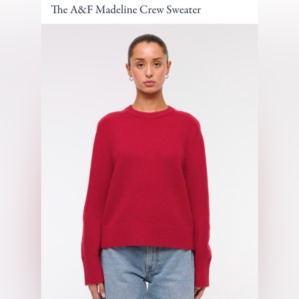 Abercrombie & Fitch Red Crew Neck Sweater